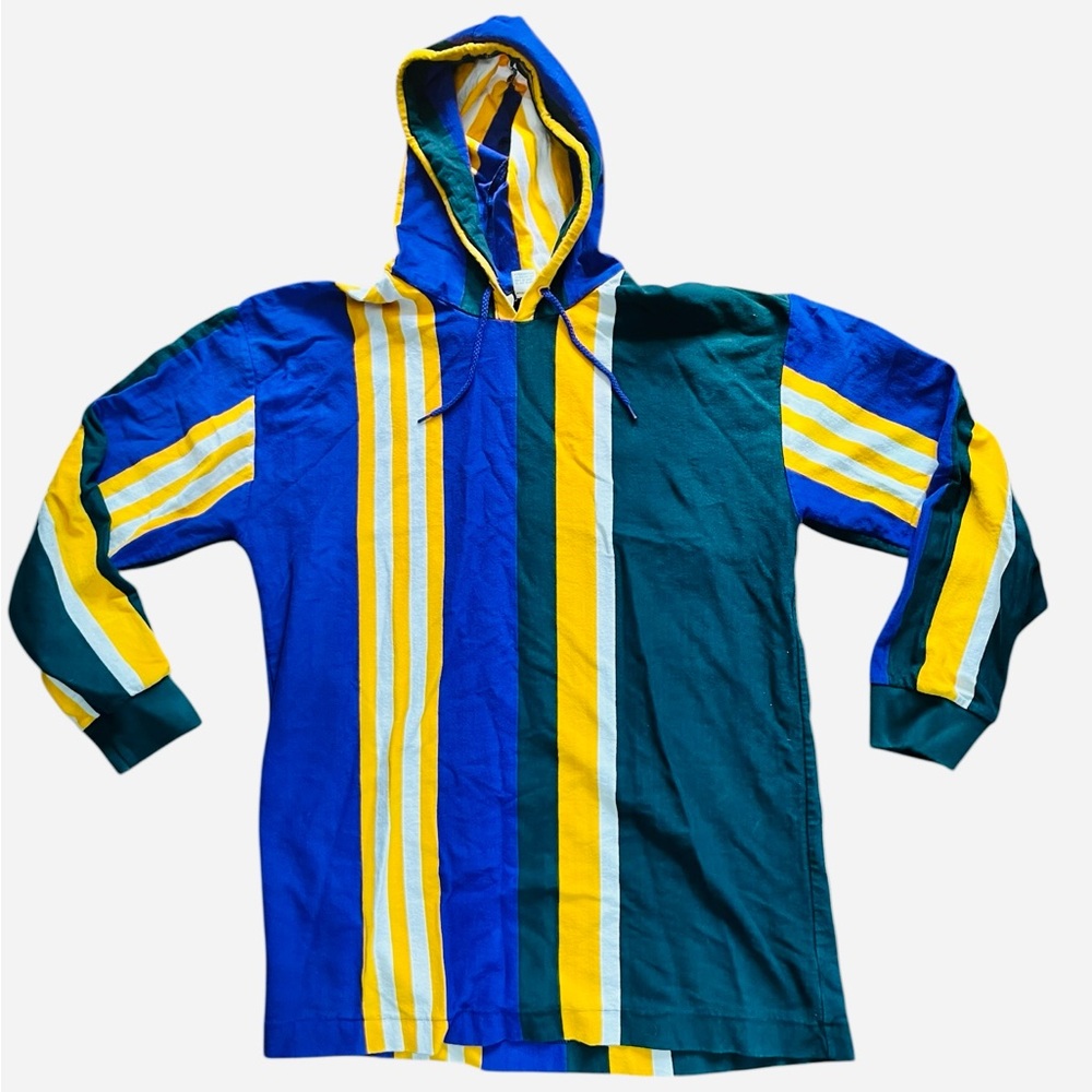 Vintage 80s 90s colorful pullover hooded shirt large by Billion Bay New York
